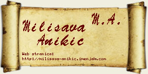 Milisava Anikić vizit kartica